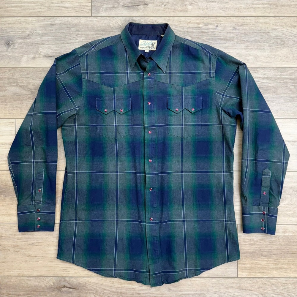 Vintage Roper Western Shirt Thick Cotton Plaid Pearl Snap Long Sleeve Cowboy XL